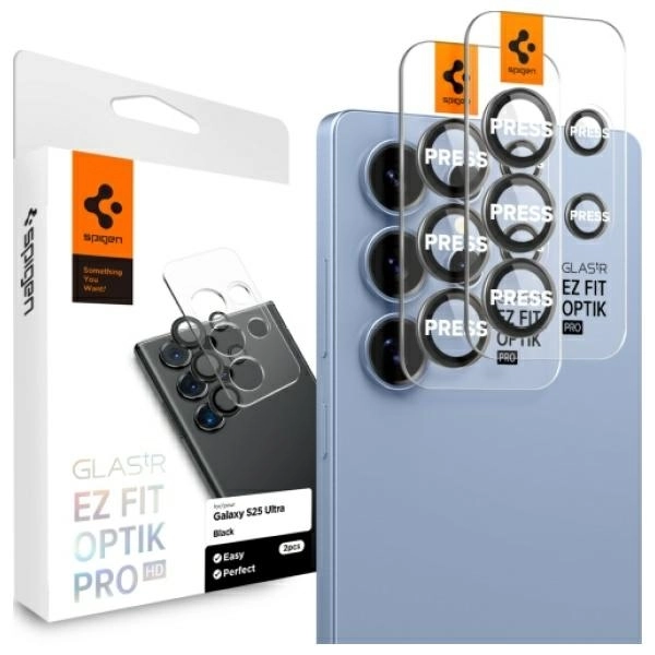 Szkło hartowane Spigen TR EZ FIT Camera Protector 2szt do Galaxy S25 Ultra Czarny