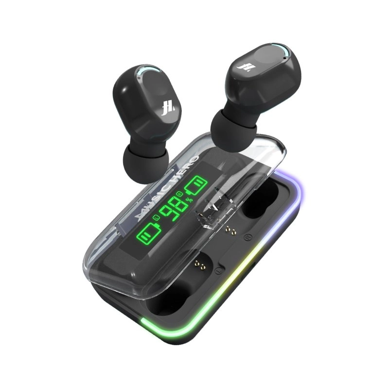 Słuchawki bezprzewodowe Music Hero TWS KOMBO Dokanałowe Bluetooth 5.3 Czarny