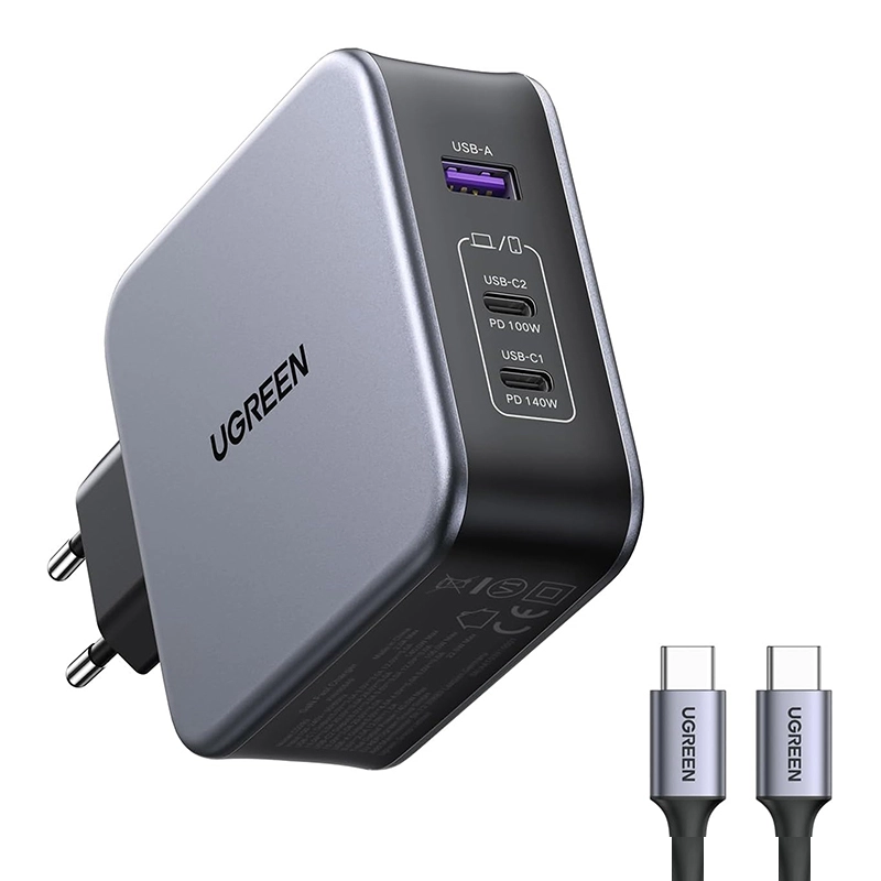 Ładowarka sieciowa UGREEN Nexode C289 GaN, 2x USB-C USB 140W Czarny