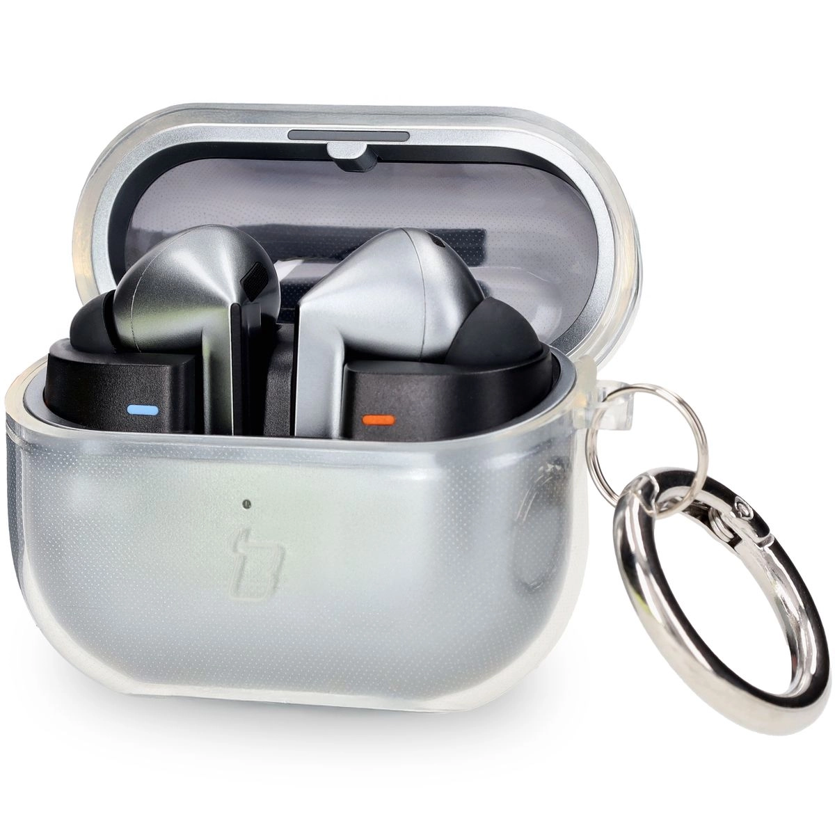 Etui na słuchawki Bizon Elastyczne z karabińczykiem do Samsung Galaxy Buds 3/3 Pro Przezroczysty