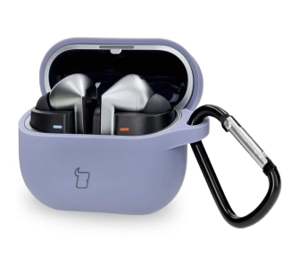 Etui na słuchawki Bizon Silikonowe z karabińczykiem do Samsung Galaxy Buds 3/3 Pro Szary