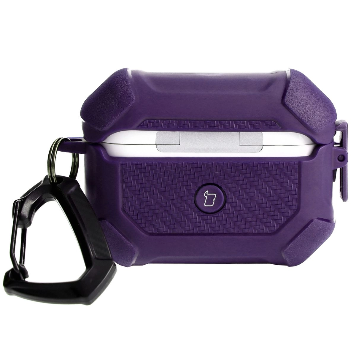 Etui na słuchawki Bizon z karabińczykiem Armor do Airpods Pro 2 Fioletowy