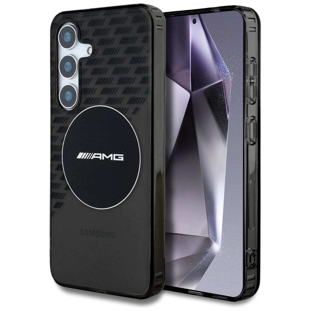 Etui Mercedes-Benz Transparent Rhombs MagSafe do Galaxy S25 Czarny