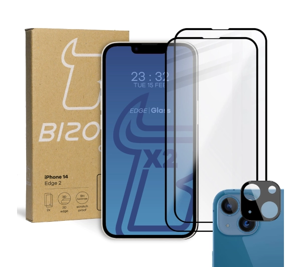 Bizon 2x szkło + szybka na aparat do iPhone 14
