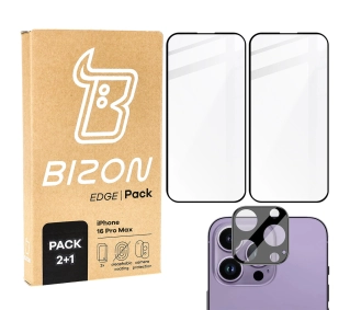 Bizon 2x szkło + szybka na aparat Edge 2 Pack do iPhone 16 Pro Max
