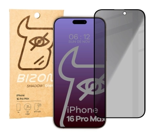 Bizon prywatyzujące pełne Edge Shadow do iPhone 16 Pro Max Przyciemniane