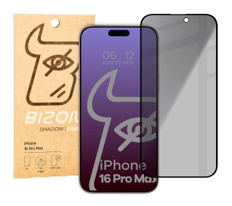 Szkło hartowane Bizon prywatyzujące pełne Edge Shadow do iPhone 16 Pro Max Przyciemniane