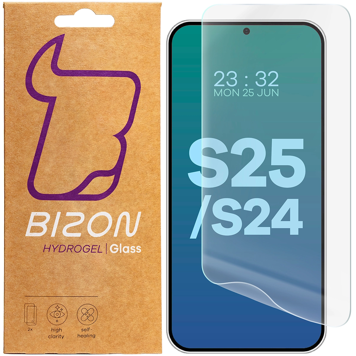 Folia hydrożelowa Bizon na ekran Hydrogel Front do Galaxy S25/S24 2 sztuki