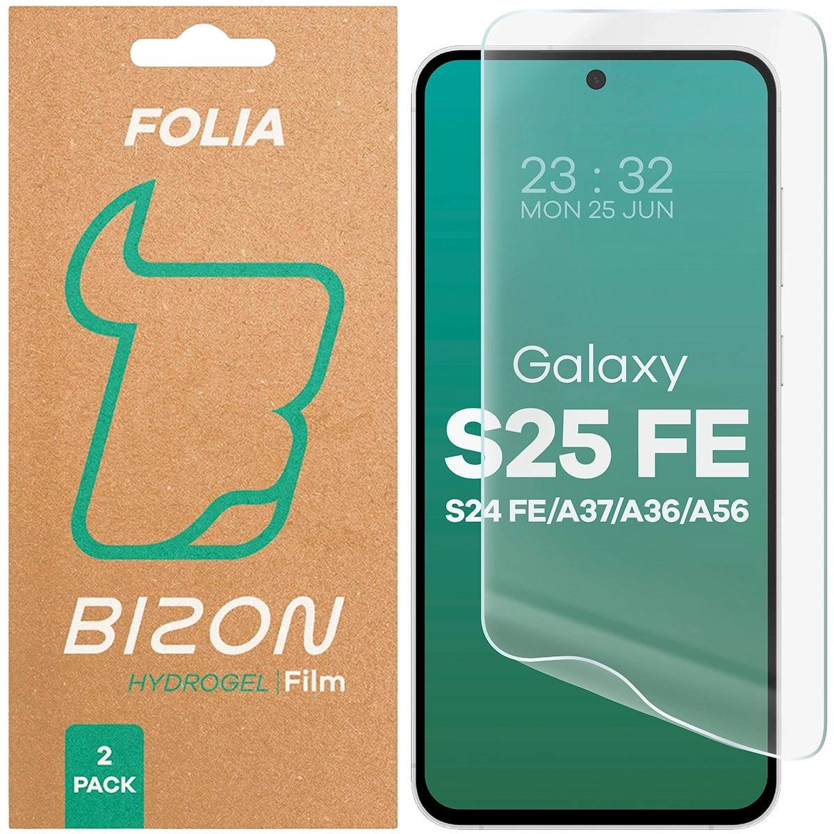 Folia hydrożelowa Bizon Hydrogel Front Duo do Galaxy S24 FE 5G/S25 FE 5G/A36 5G/A56 5G/A37 5G 2 sztuki