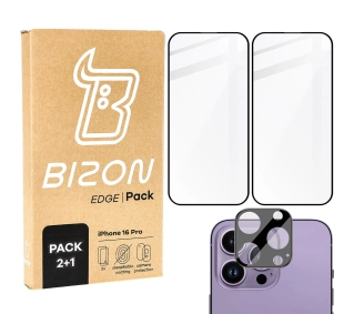 Bizon 2x szkło + szybka na aparat Edge 2 Pack do iPhone 16 Pro