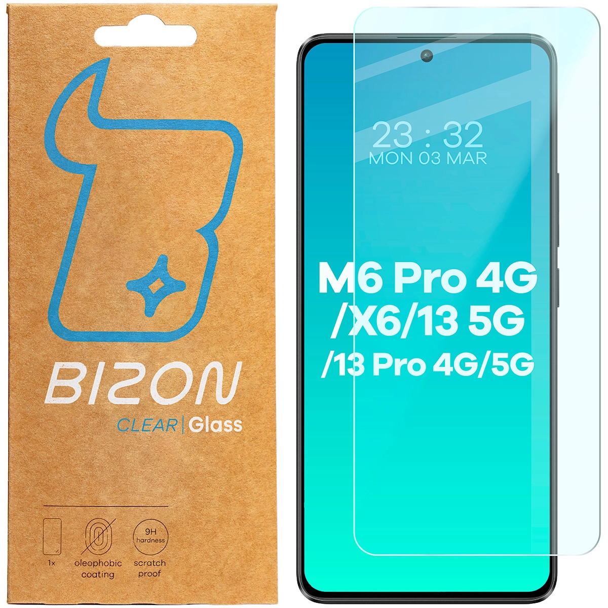 Szkło hartowane Bizon Clear 2 do Poco X6/Poco M6 Pro 4G/Redmi Note 13 5G/Redmi Note 13 Pro 4G/5G
