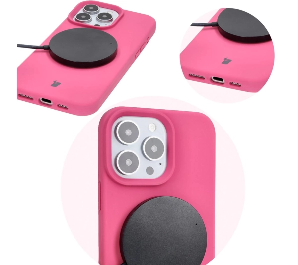 Bizon Silikonowe Soft do iPhone 16 Pro Fuksja