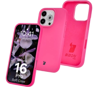 Etui Bizon Silikonowe Soft do iPhone 16 Pro Fuksja