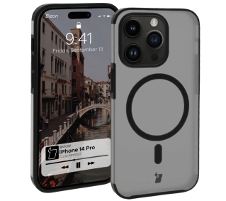 Bizon MatteO z MagSafe do iPhone 14 Pro Półprzezroczyste z czarną ramką