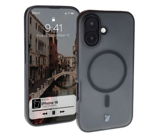 Bizon MatteO z MagSafe do iPhone 16 Półprzezroczyste z czarną ramką