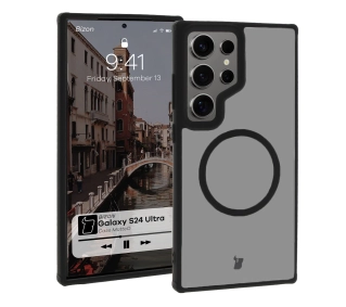 Bizon MatteO z MagSafe do Samsung Galaxy S24 Ultra Półprzezroczyste z czarną ramką