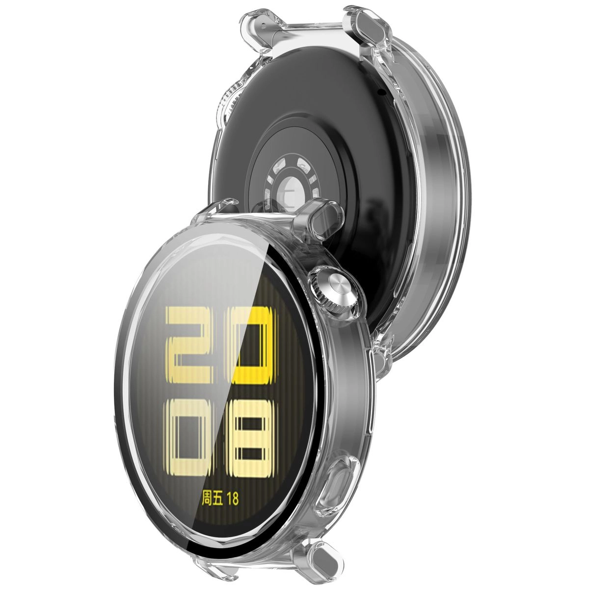 Nakładka na tarczę Bizon ze szkłem do Huawei Watch GT 5 Pro 42mm Przezroczysty