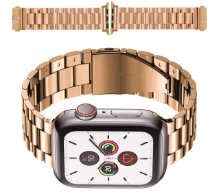 Bizon ze stali nierdzewnej Aura do Apple Watch 41/40/38mm Różowo-złoty