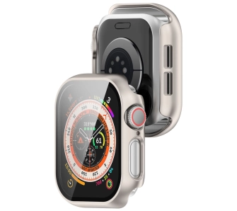 Nakładka na tarczę Bizon ze szkłem do Apple Watch 10 42mm Szampańskie