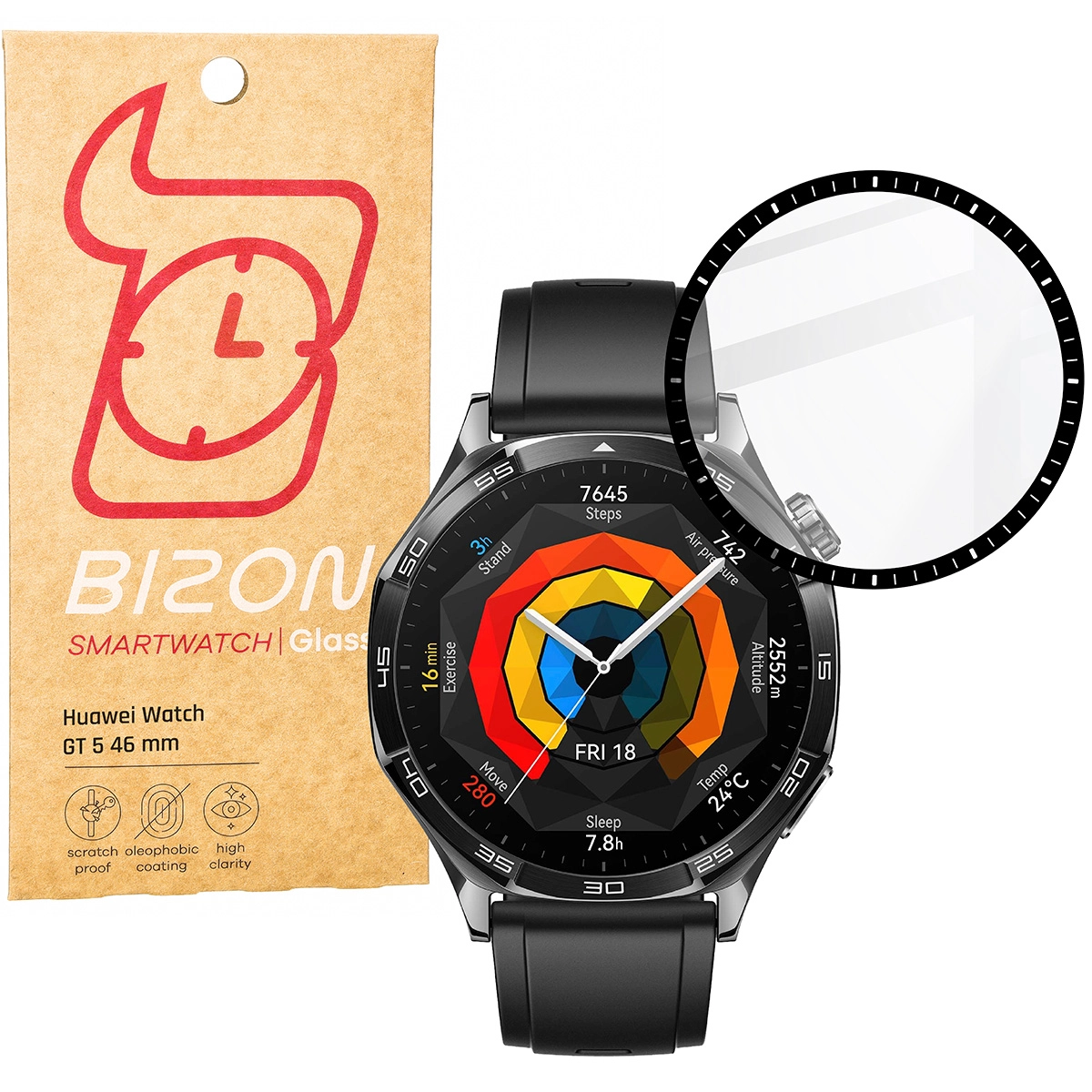 Szkło hybrydowe Bizon Edge Hybrid do Huawei Watch GT 5 46mm
