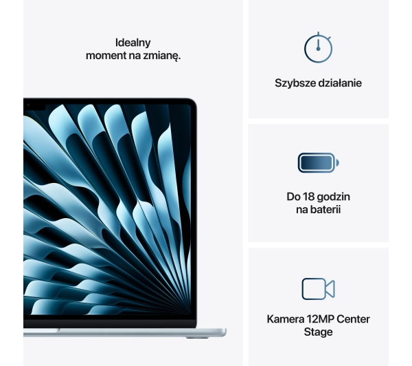 Apple MacBook Air 2025 15,3" M4 16GB RAM 512GB Dysk macOS Błękitny Funkcje AI - Kup na Raty - RRSO 0%