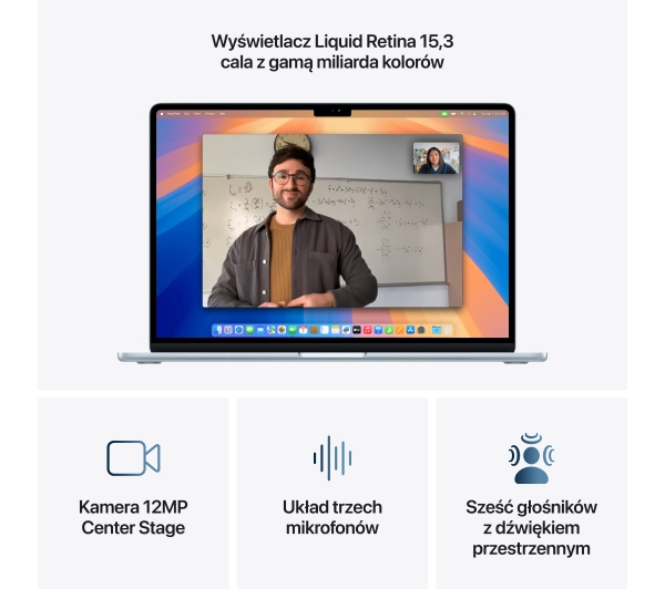 Apple MacBook Air 2025 15,3" M4 16GB RAM 512GB Dysk macOS Błękitny Funkcje AI - Kup na Raty - RRSO 0%