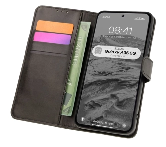 Etui Bizon z klapką Pocket do Galaxy A36 5G Czarny