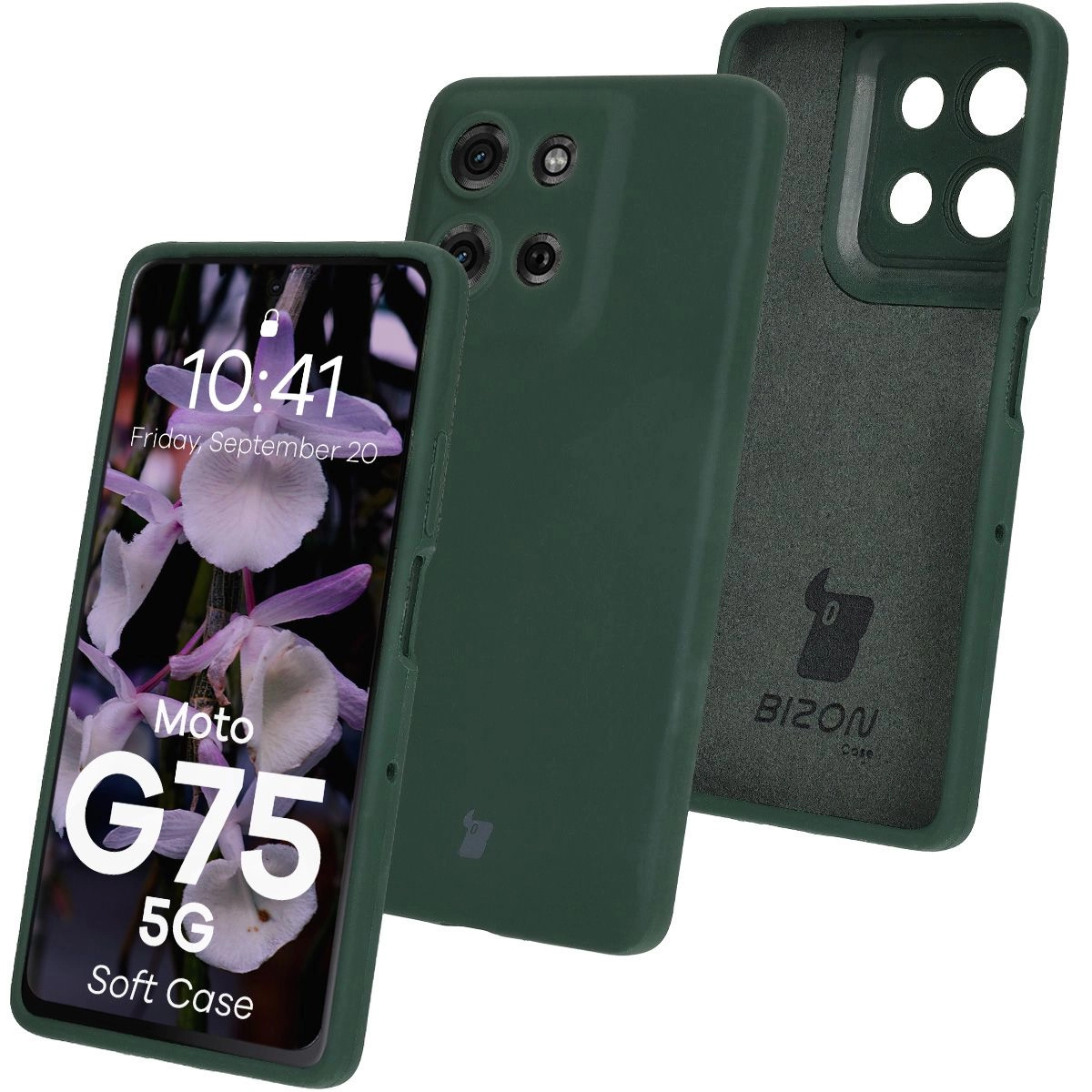 Etui Bizon Silikonowe Soft do Motorola Moto G75 5G Ciemnozielony