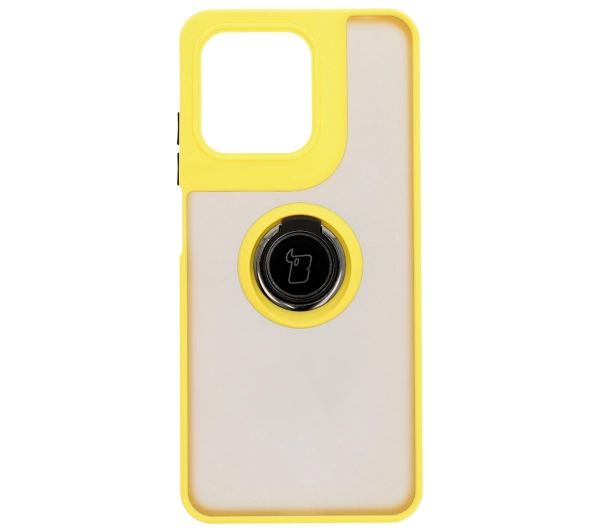 Bizon z uchwytem na palec Hybrid Ring do Motorola Moto G15 / G15 Power Przydymione z żółtą ramką