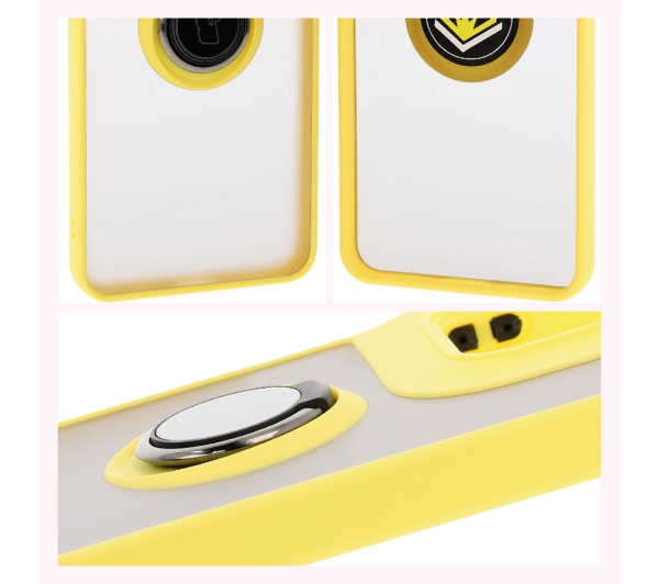 Bizon z uchwytem na palec Hybrid Ring do Motorola Moto G15 / G15 Power Przydymione z żółtą ramką