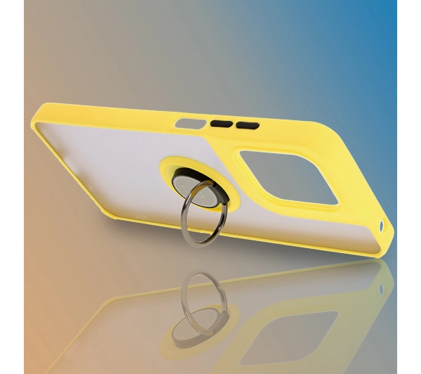 Bizon z uchwytem na palec Hybrid Ring do Motorola Moto G15 / G15 Power Przydymione z żółtą ramką