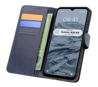 Bizon z klapką Pocket do Galaxy A26 5G Granatowy