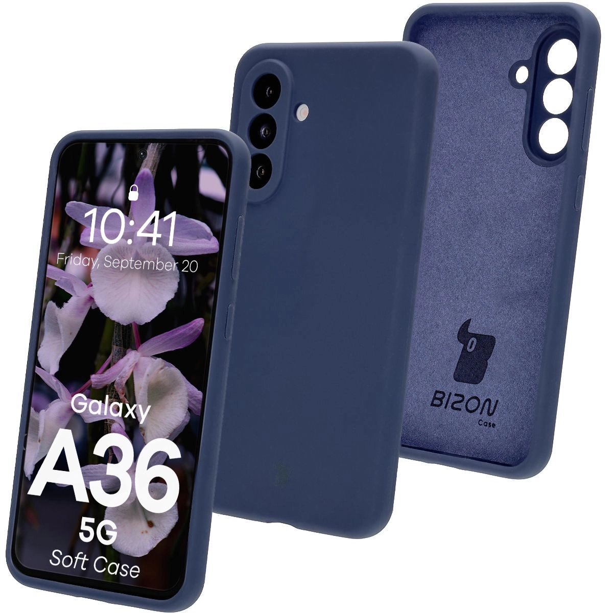 Etui Bizon Silikonowe Soft do Galaxy A36 5G Ciemno-niebieski