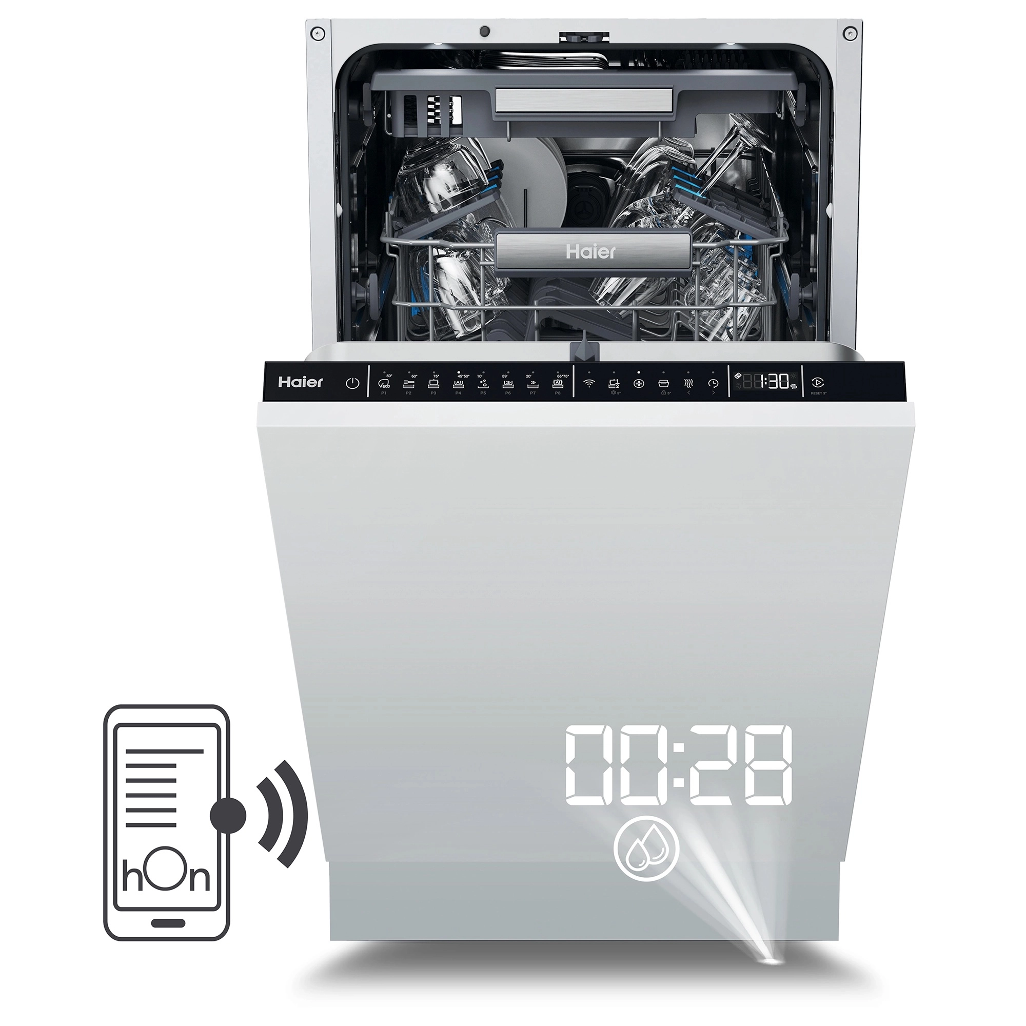 Zmywarka Haier i-Pro Shine Seria 4 XI1C1TB4LPCFB 44,8cm Automatycznie otwierane drzwi Zdalne sterowanie