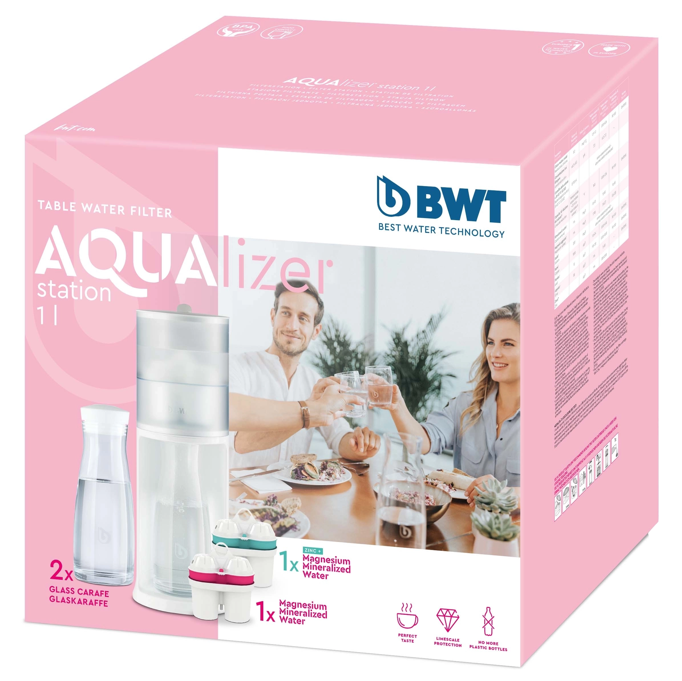 Dzbanek filtrujący BWT AQUAlizer Station 2 wkłady 2 karafki Biały