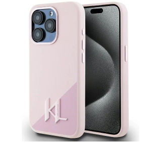 Karl Lagerfeld Silicone Shadow Metal Initial MagSafe do iPhone 15 Pro Max Różowy