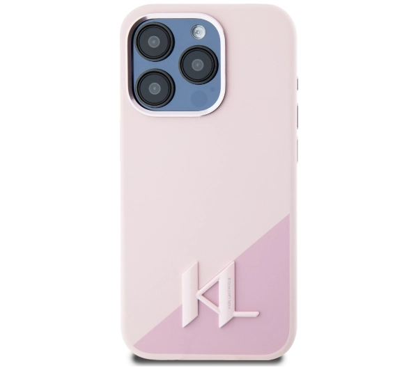 Karl Lagerfeld Silicone Shadow Metal Initial MagSafe do iPhone 15 Pro Max Różowy