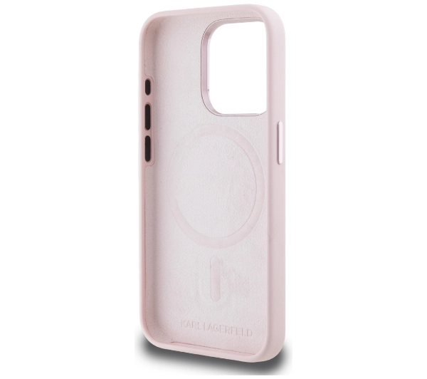 Karl Lagerfeld Silicone Shadow Metal Initial MagSafe do iPhone 15 Pro Max Różowy