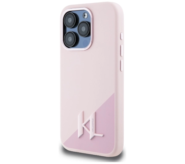Karl Lagerfeld Silicone Shadow Metal Initial MagSafe do iPhone 15 Pro Max Różowy