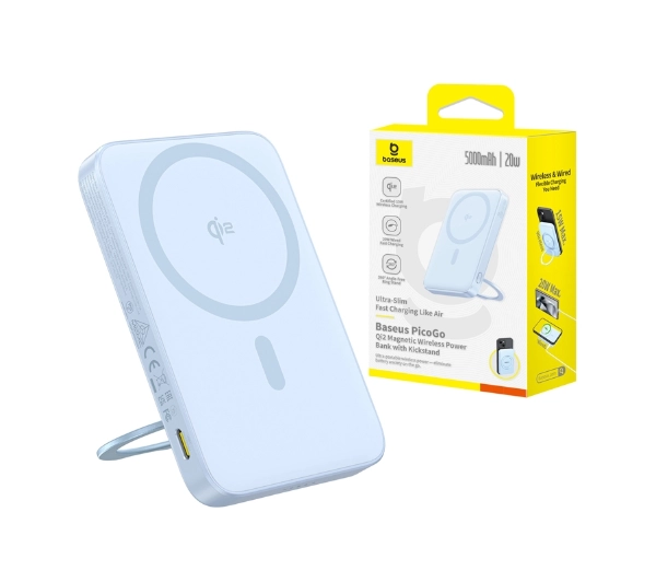Baseus PicoGo Qi2 5000mAh 20W Niebieski - ⚡ EURO HIT CENOWY! ⚡