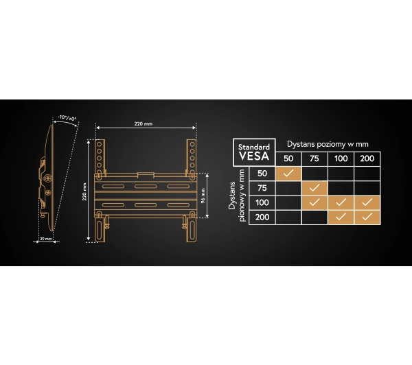 Reinston EUU01 od 19’’ do 48’’ Max 25 kg Uchylny