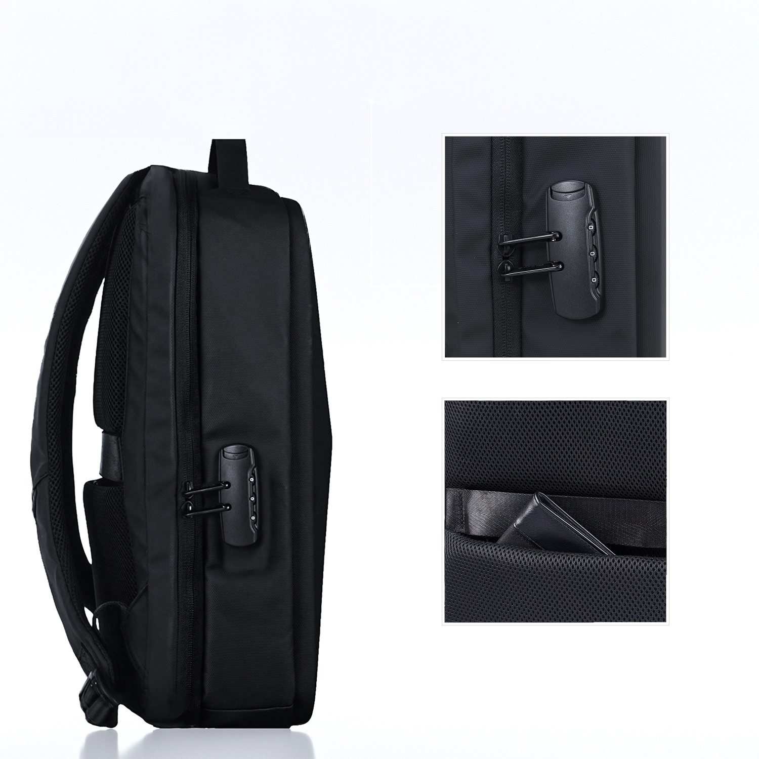 Plecak na laptopa QUALO QPS-W-USB-01 wodoodporny 15,6" Czarny
