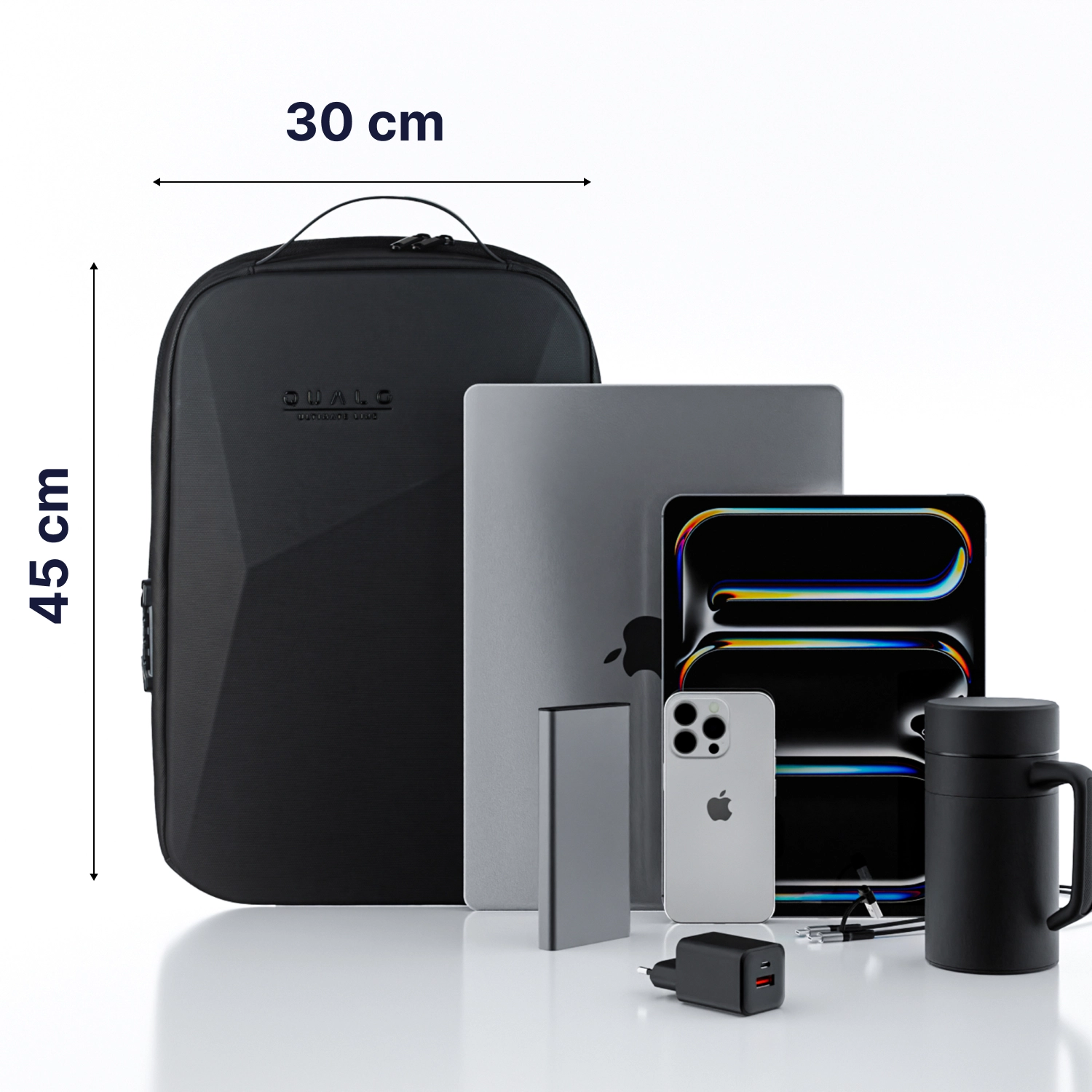Plecak na laptopa QUALO QPS-W-USB-01 wodoodporny 15,6" Czarny