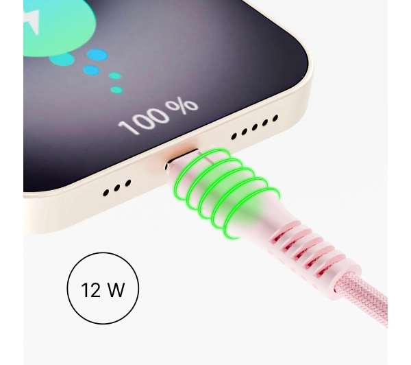 QUALO USB-C do Lightning 1,5m 2,4A Różowy