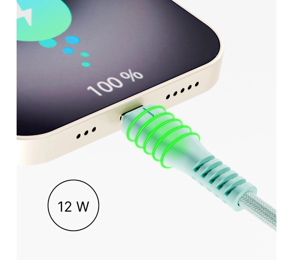QUALO USB-C do Lightning 1,5m 2,4A Zielony