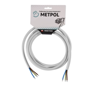 Kabel zasilający Metpol 3x2,5 dł. 1,5 m (H05VV-F 3G2,5 L-1500 art. 1351697/2036)