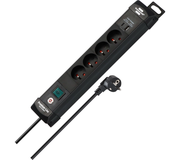Brennenstuhl Premium-Line 4 gniazda 1,8m USB-C PD 30W USB-A 18W Czarny