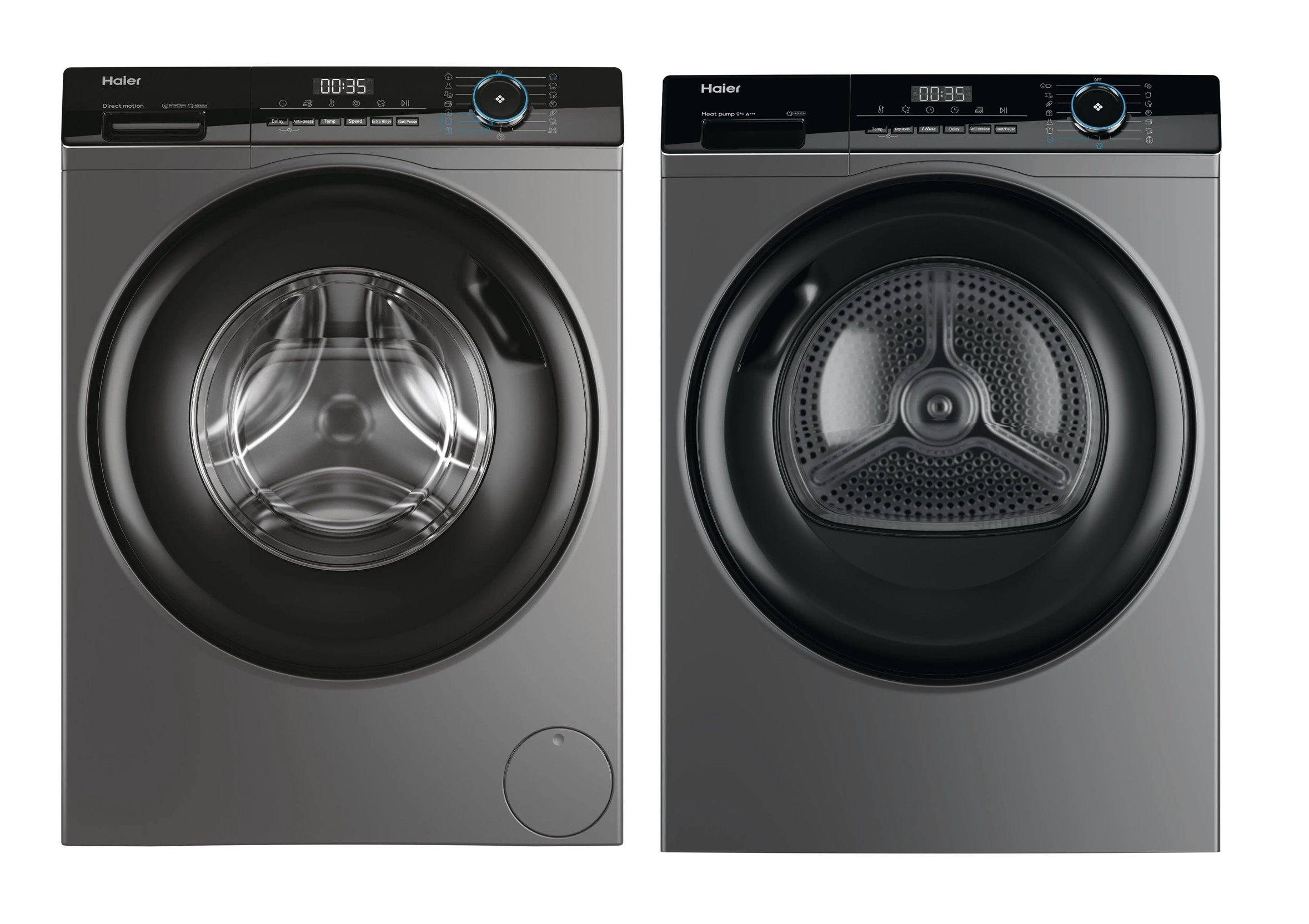 Zestaw Haier pralka I-Pro 3 HW80-B14939S8-S 8kg 1400obr/min + suszarka I-Pro 3 HD90-A3939R-S 58cm 9kg