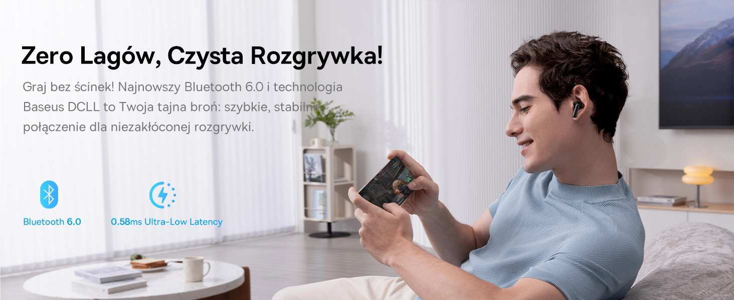 Słuchawki bezprzewodowe Baseus Bass BP1 Pro ANC Dokanałowe Bluetooth 6.0 Czarny