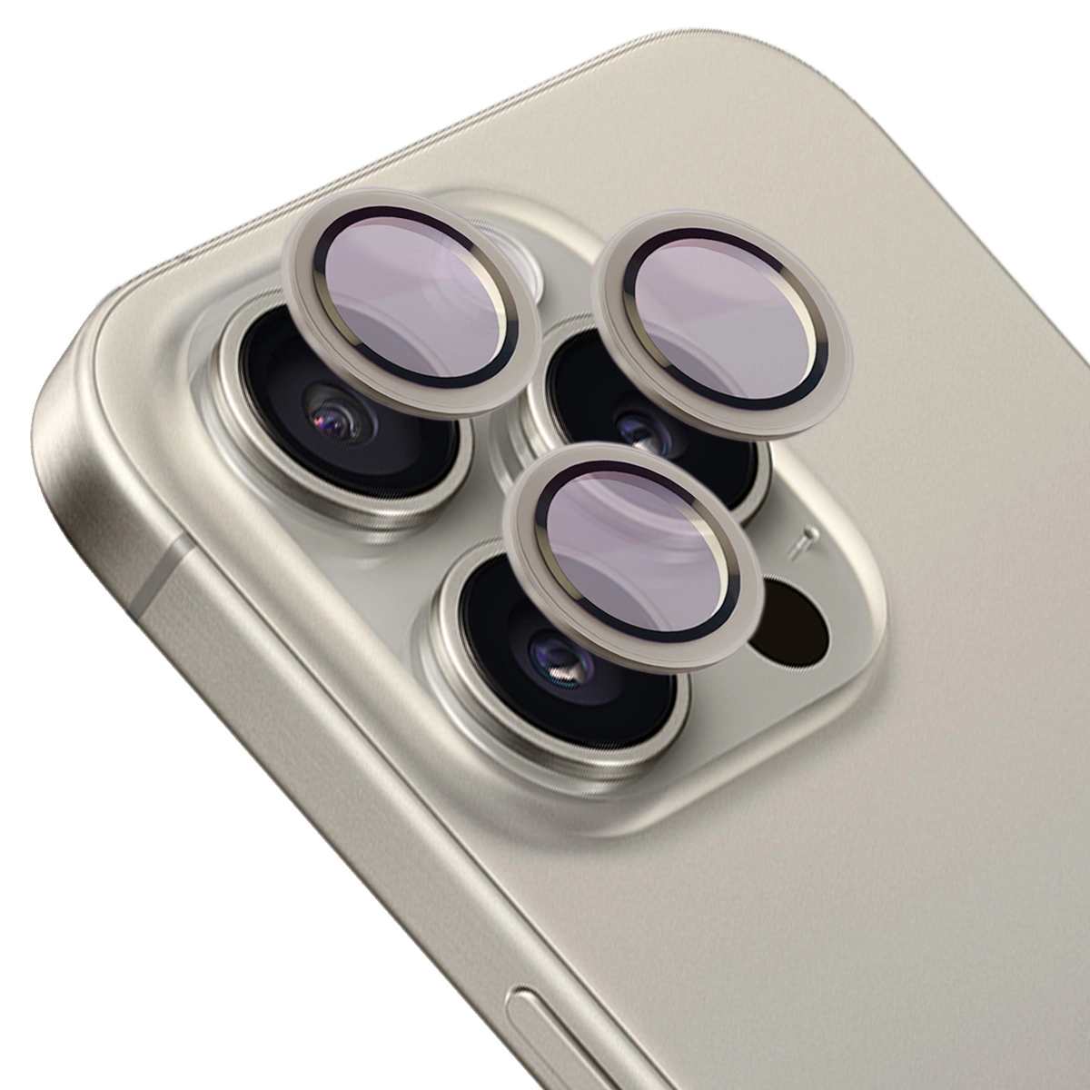 Szkło hartowane Bizon na aparat z aplikatorem Snap Lens do iPhone 15 Pro/15 Pro Max szara ramka